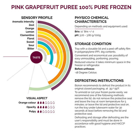Pink Grapefruit Puree 100% Pure Frozen