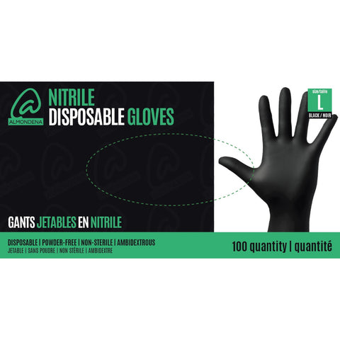 Nitrile Disposable Gloves Black Large