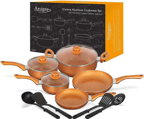 Cookware Set Copper Ceramic 12 Pc