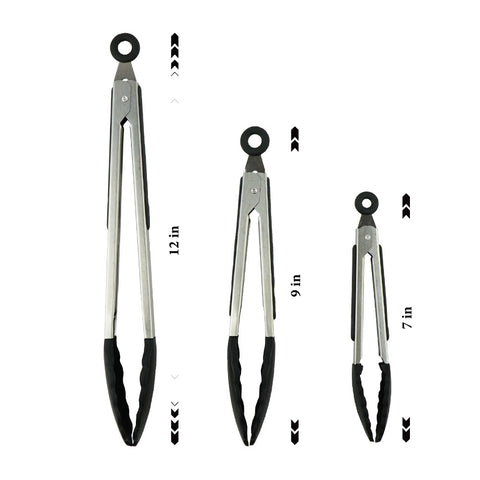 Tongs Silicone  7", 9", 12" Set