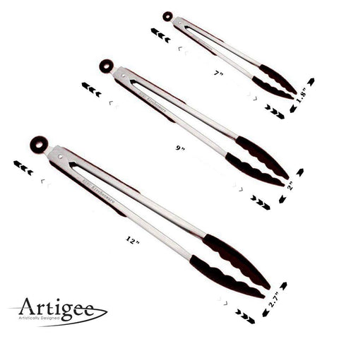 Tongs Silicone  7", 9", 12" Set