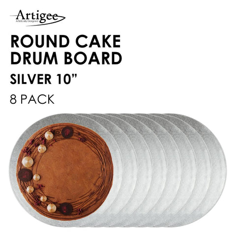 Round Cake Drum Board Silver 10"