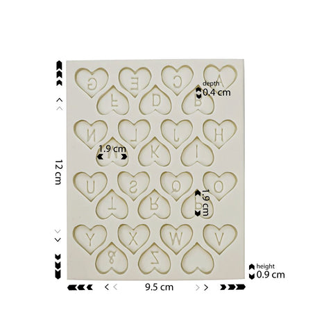 Silicone Mold Heart Alphabet 28 Cavity