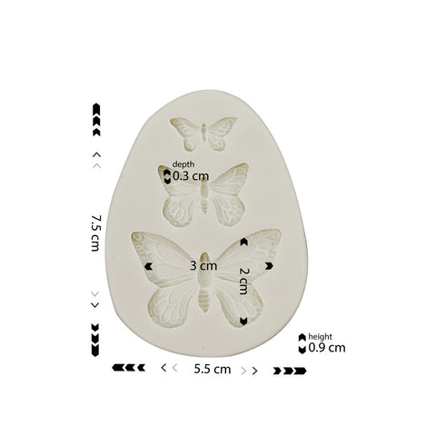 Silicone Mold Butterflies 3 Cavity