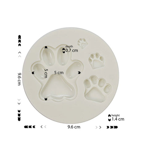 Silicone Mold Paw Print 4 Cavity