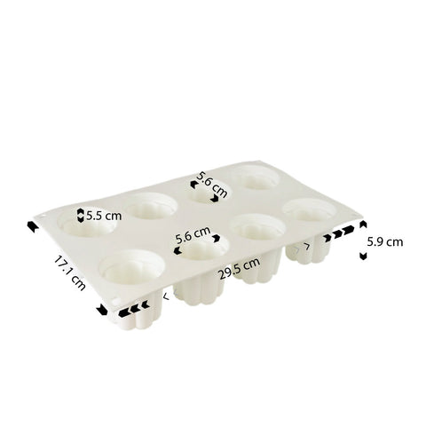 Silicone Mousse Mold Canneles 8 Cavity