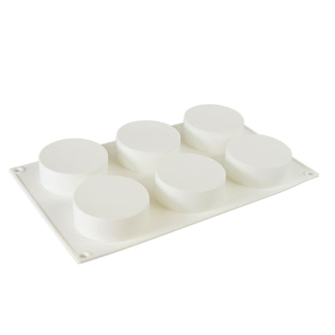 Silicone Mousse Mold Flat Cylinder 6 Cavity
