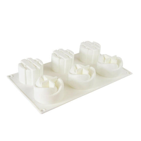 Silicone Mousse Mold Swirl & Geometric 6 Cavity