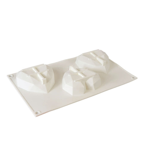 Silicone Mousse Mold Geometric Hearts 3 Cavity