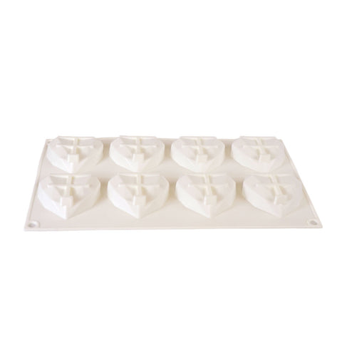 Silicone Mousse Mold Geometric Hearts 8 Cavity
