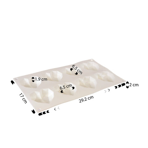 Silicone Mousse Mold Geometric Hearts 8 Cavity